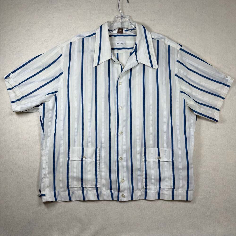 Mr. California Vintage Jac-Shirt Mens XL Button-Down Blue White Stripe Camp